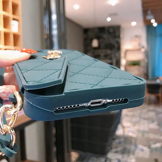 Premium Silicone Crossbody Girlish Handbag Wallet Case for Apple iPhone 12