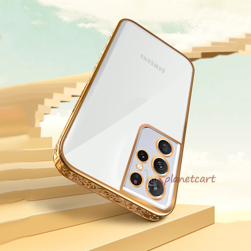 Luxury 3D Flower Plating Electroplated Side Transparent Back Cover for Samsung