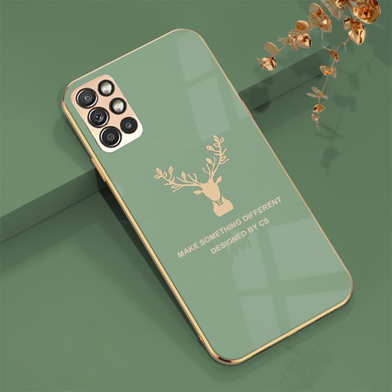 Deer Luxurious Gold Edge Glass Back Case For Oneplus Series - planetcartonline