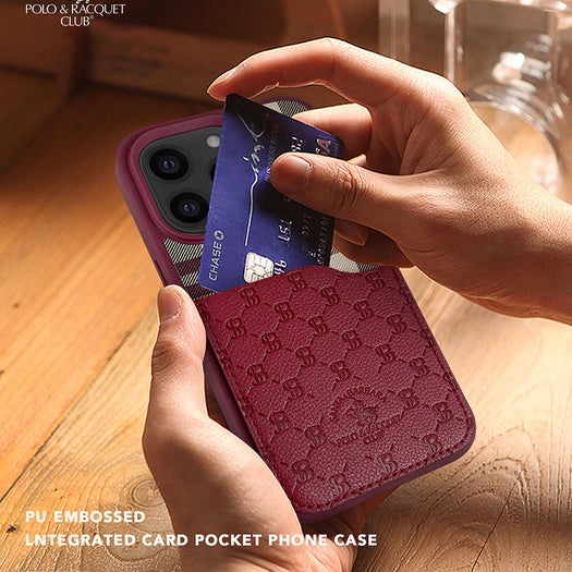Santa Barbara Classic Plaid Series Genuine Leather Red Case For iPhone 14 Pro Max