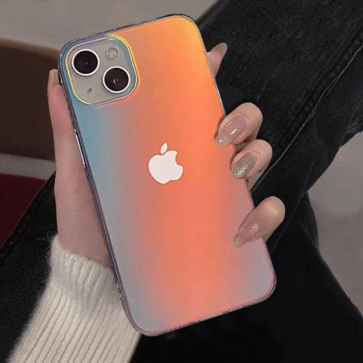 Premium Anti Shock Rainbow Laser Gradient Back Case For iPhone 14 Plus