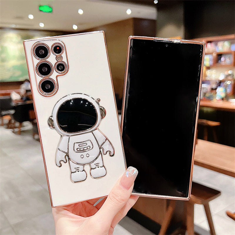 Astronaut Luxurious Gold Edge Back Case For Samsung Galaxy S22 Ultra