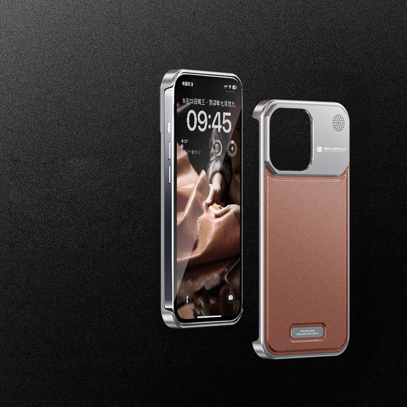 Premium Metallic Leather Case For iPhone 15 Pro Max