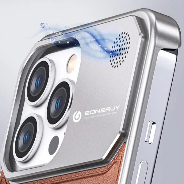 Premium Metallic Leather Case For iPhone 15 Pro Max