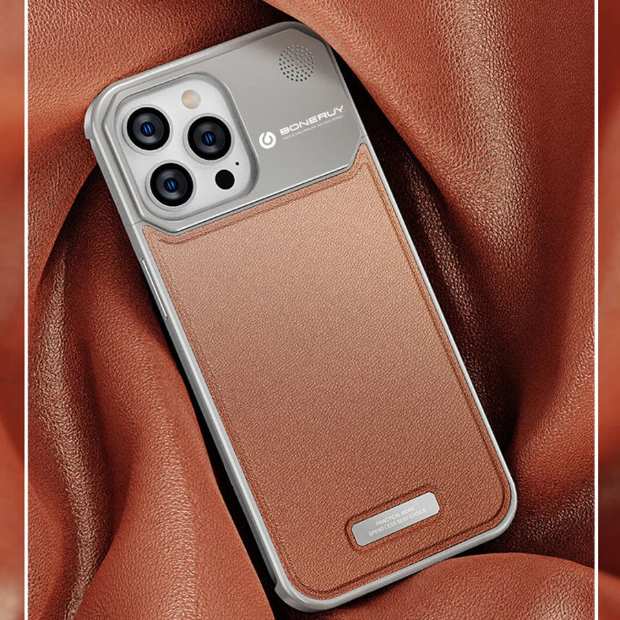Premium Metallic Leather Case For iPhone 15 Pro Max