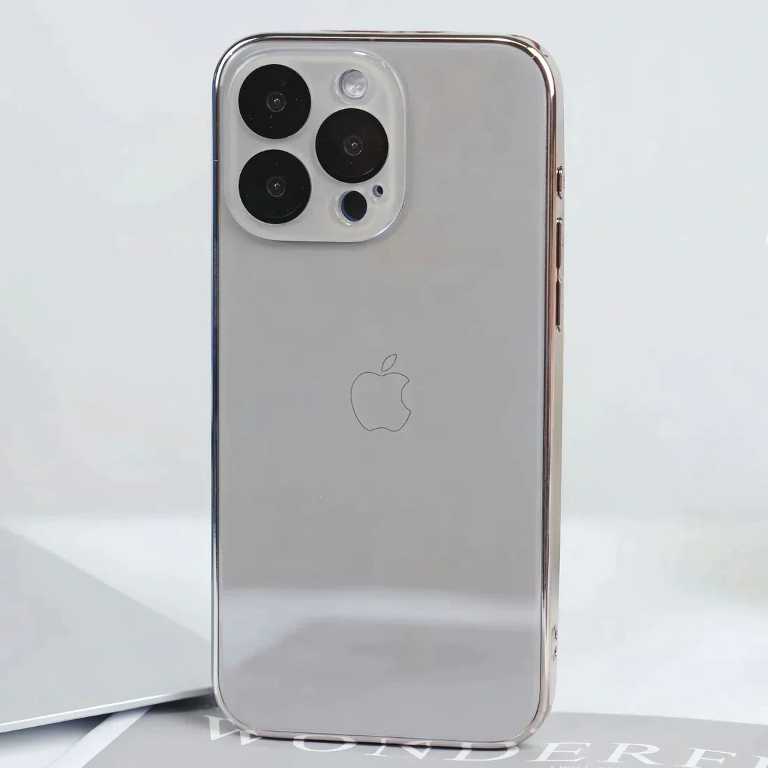 New Prism Premium Glass Logo Back Case For iPhone 15 Plus