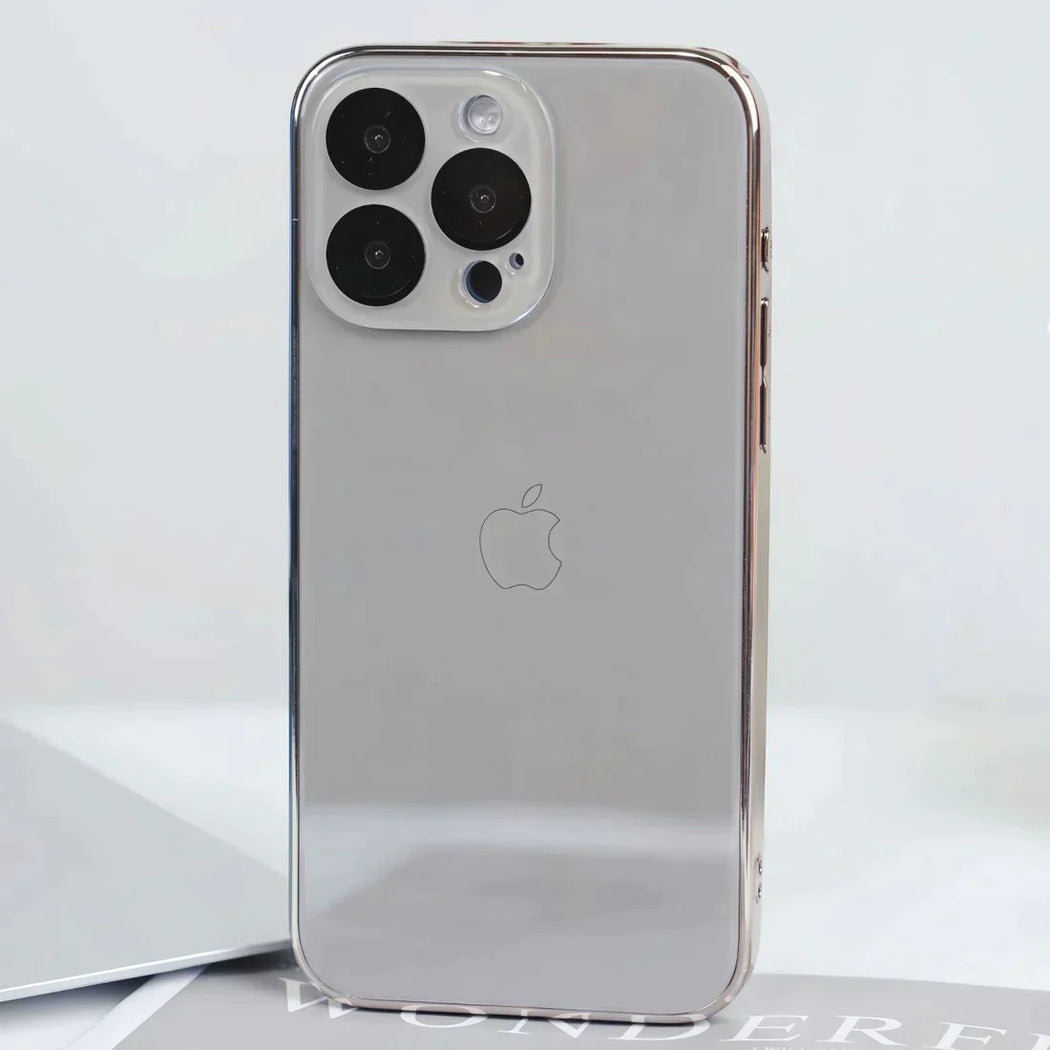 New Prism Premium Glass Logo Back Case For iPhone 15 Pro