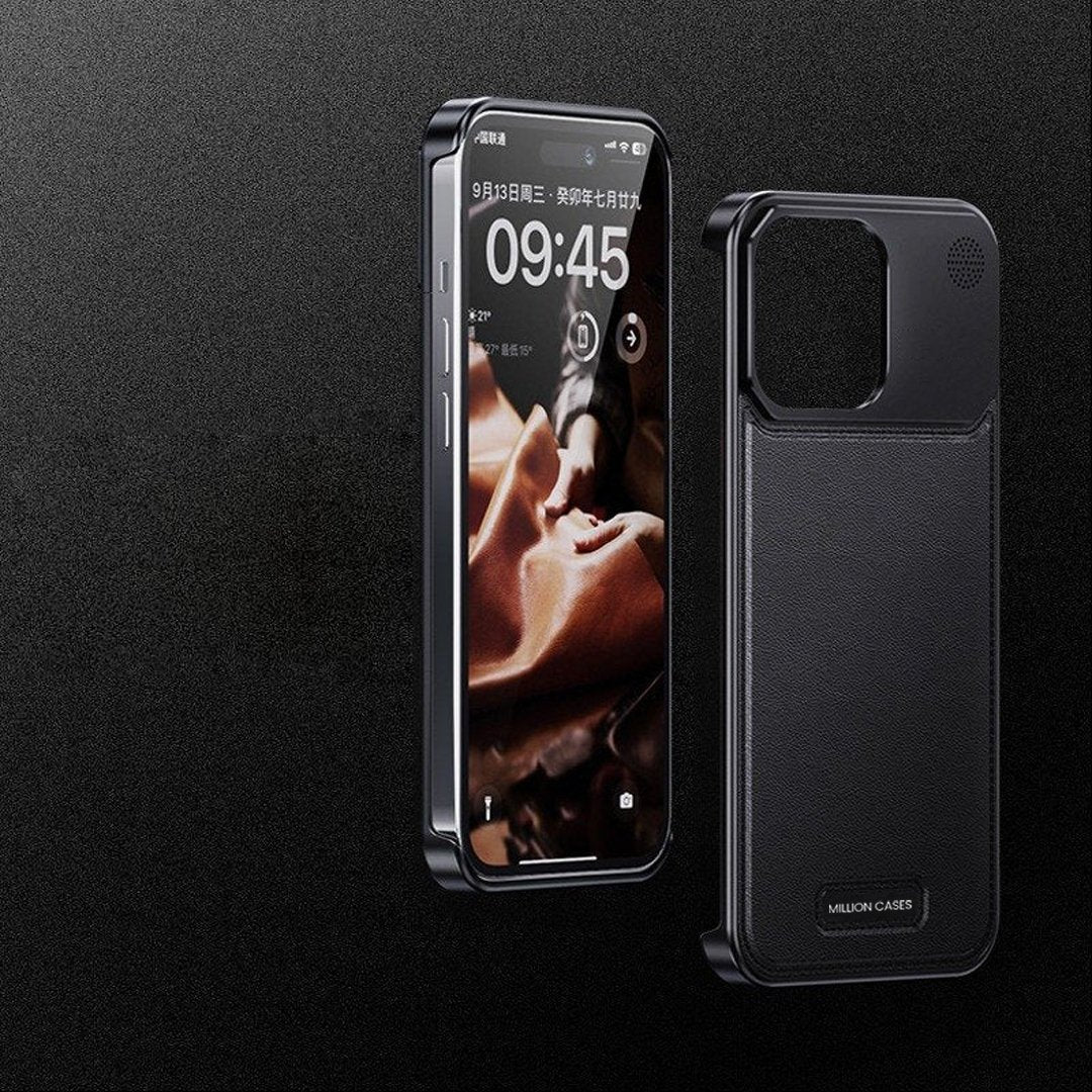 Premium Metallic Leather Case For iPhone 16 Pro