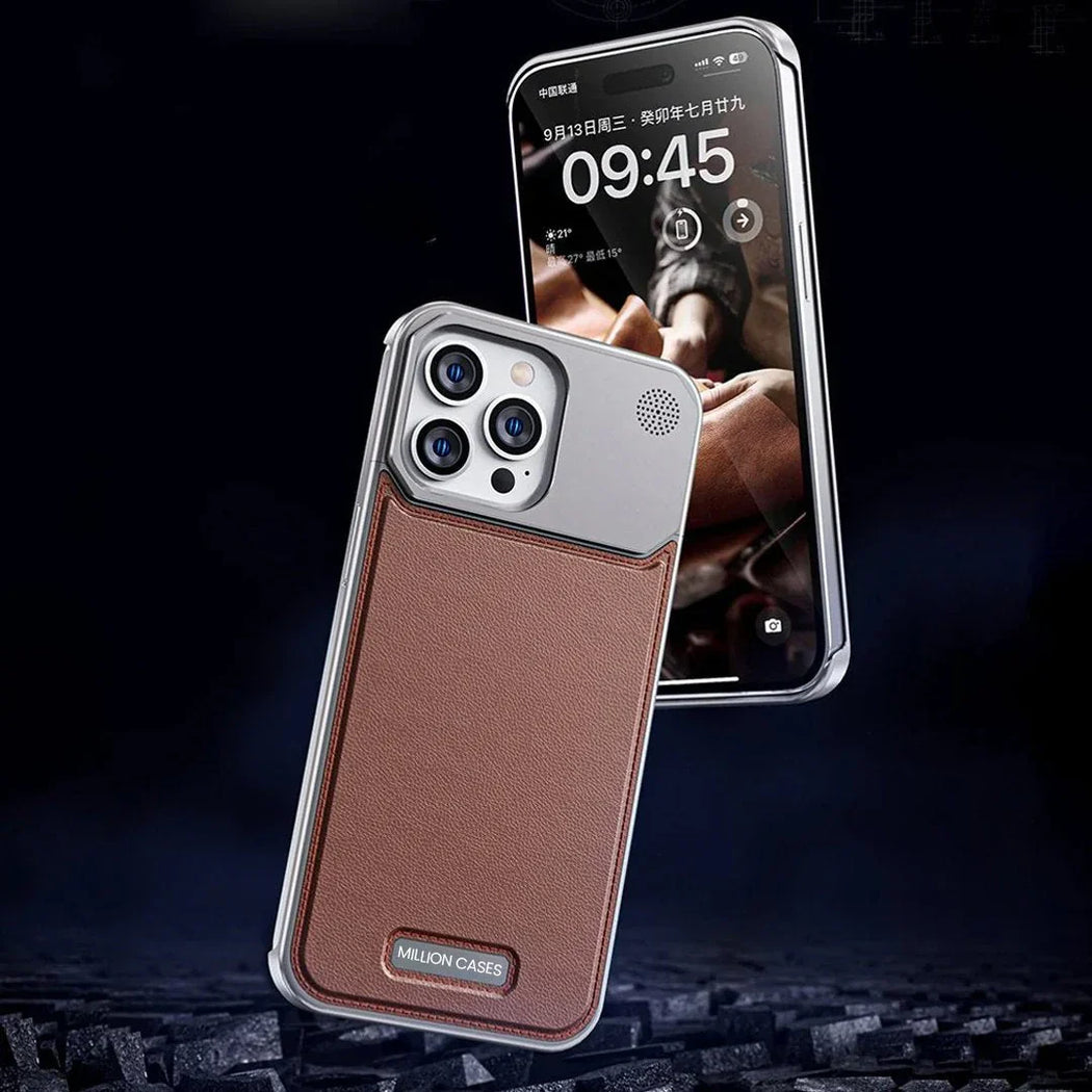 Premium Metallic Leather Case For iPhone 15 Pro Max