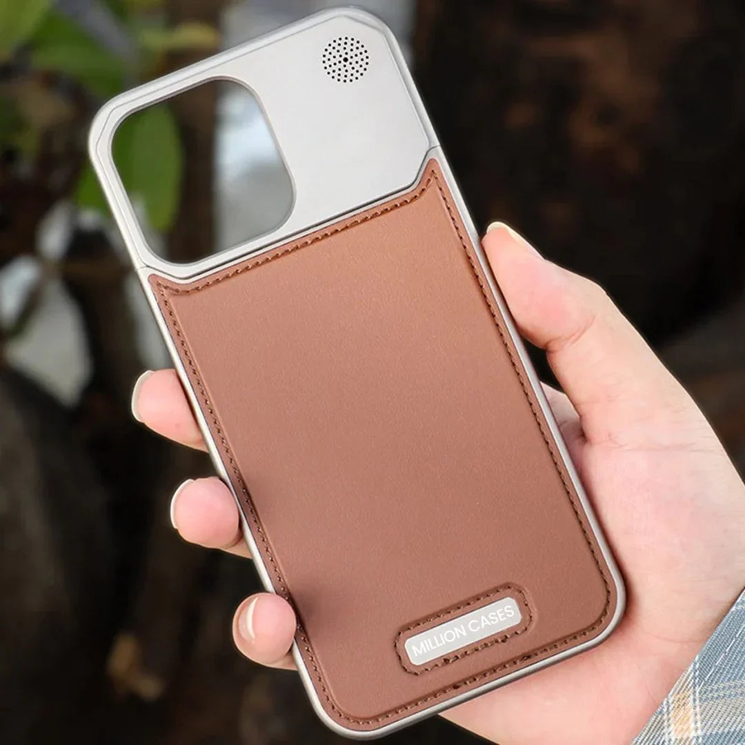 Premium Metallic Leather Case For iPhone 16 Pro
