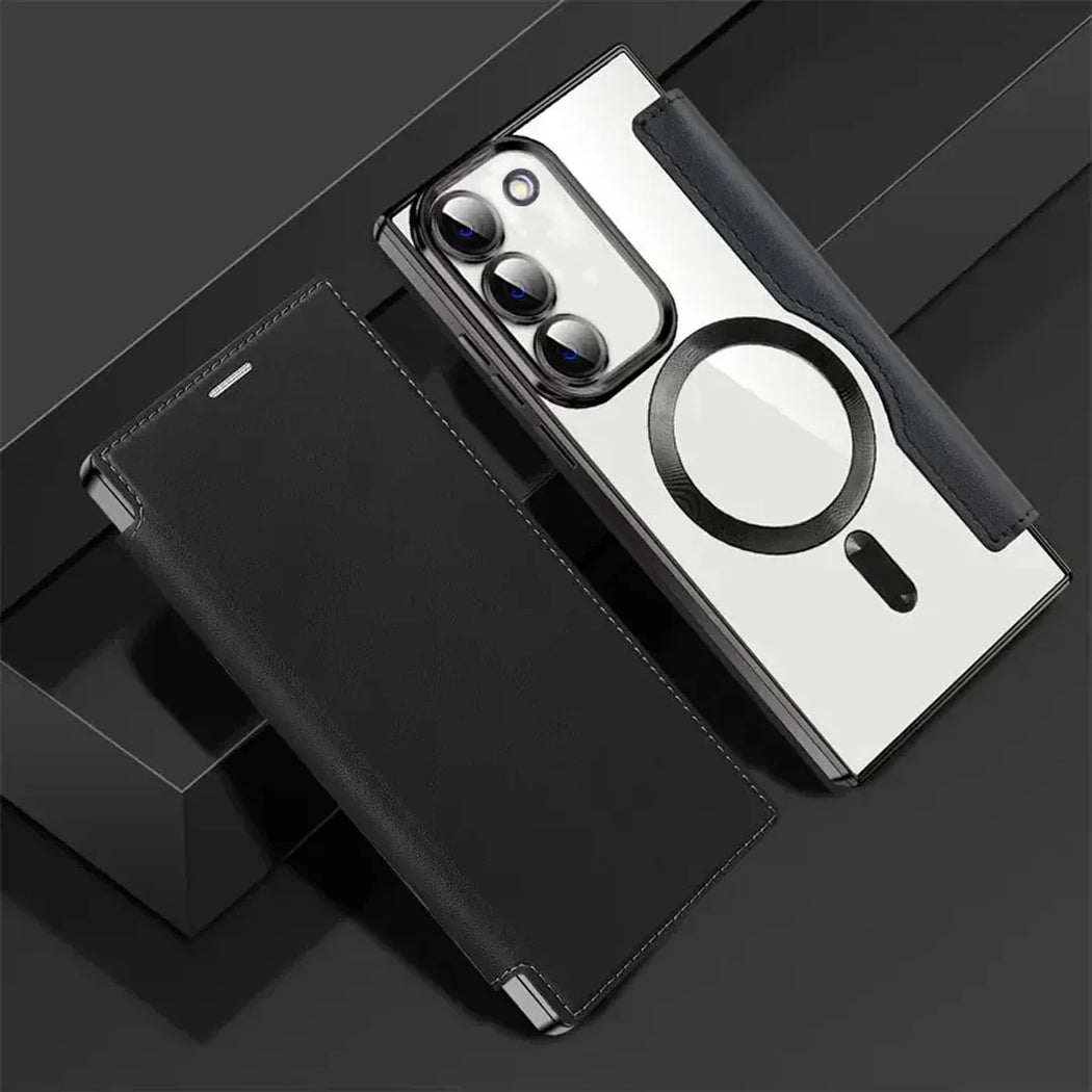 Magnetic Magsafe Genuine Leather Flip Case For Samsung Galaxy S22 Ultra