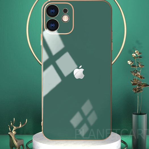 Luxurious Glass Back Case With Golden Edges For iPhone 13 Pro - Premium Cases