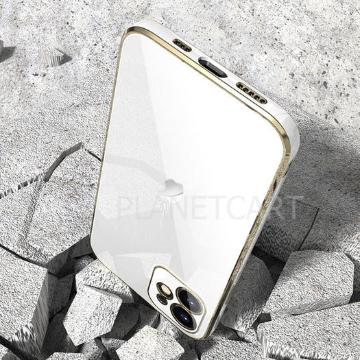 Luxurious Glass Back Case With Golden Edges For iPhone 12 Pro Max