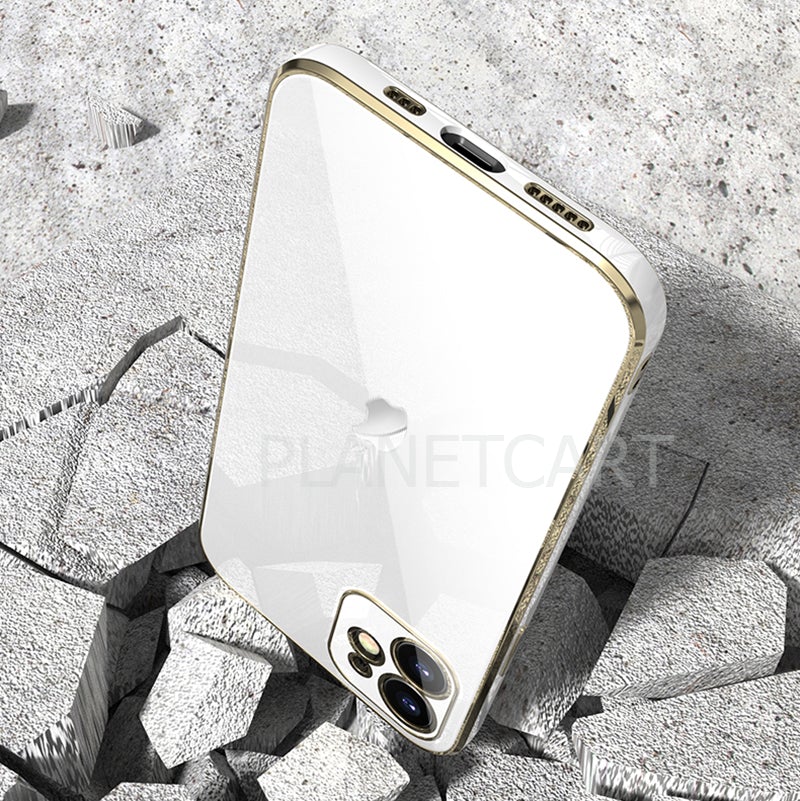 Luxurious Glass Back Case With Golden Edges For iPhone 12 Pro Max
