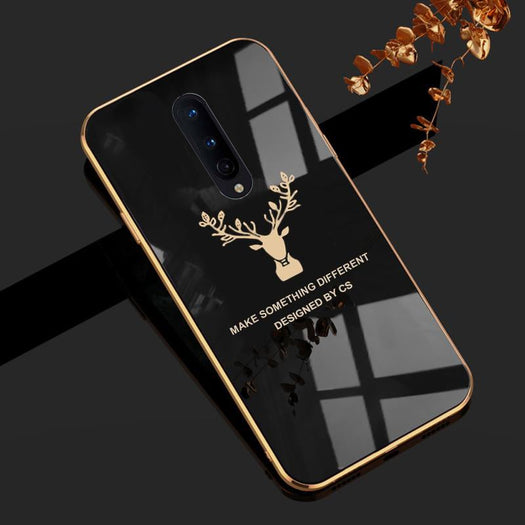 Deer Luxurious Gold Edge Glass Back Case For Oneplus 8 - planetcartonline