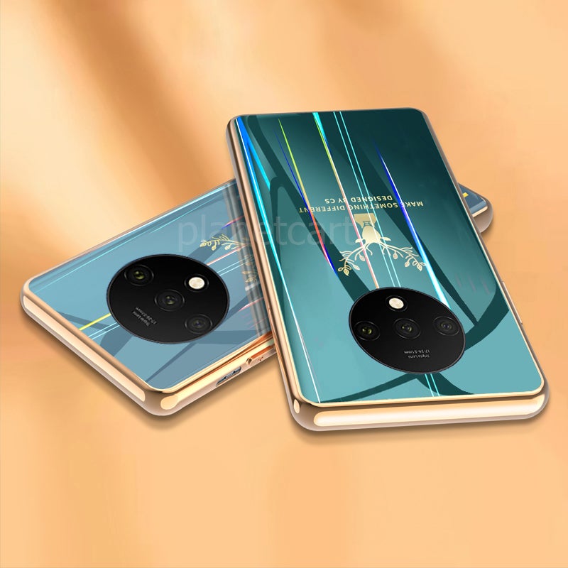 Gradient Electroplated Deer Glass Back Case For Oneplus 7T - planetcartonline