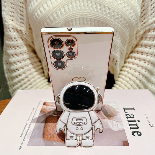 Astronaut Luxurious Gold Edge Back Case For Samsung Galaxy S22 Ultra