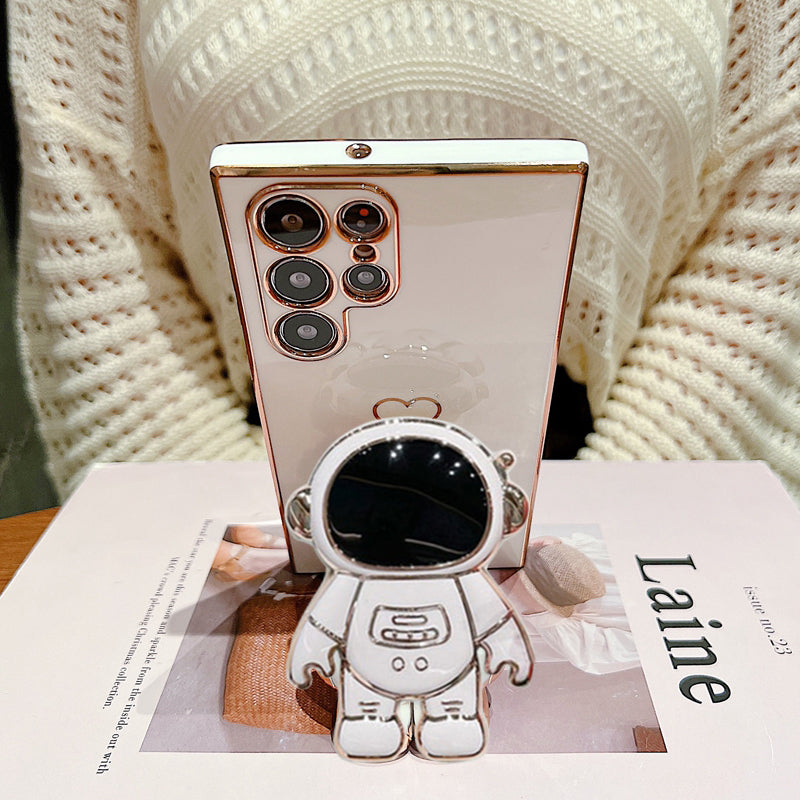 Astronaut Luxurious Gold Edge Back Case For Samsung Galaxy S22 Ultra