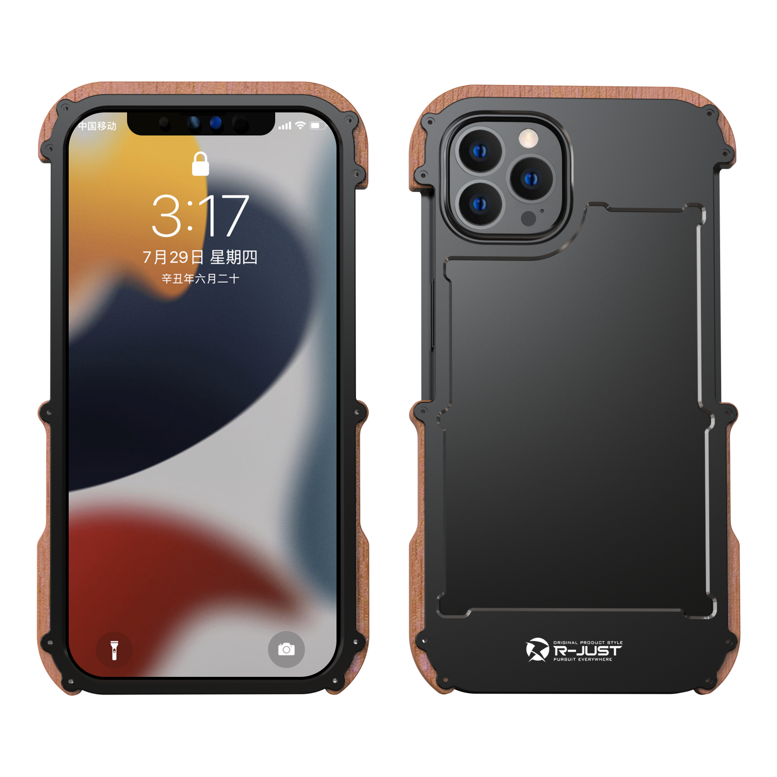 Ironwood Metal and Wooden Armor Bumper Case for iPhone 14 Pro