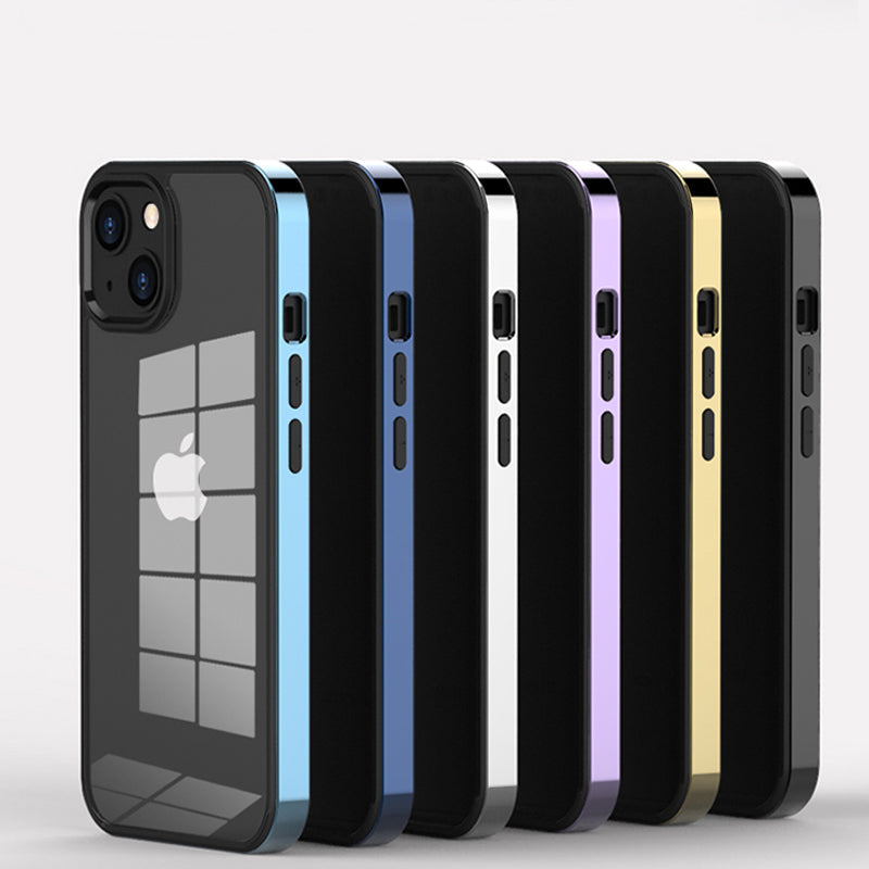 Luxury Transparent Electroplated Square Clear Back Bumper Case For iPhone 13