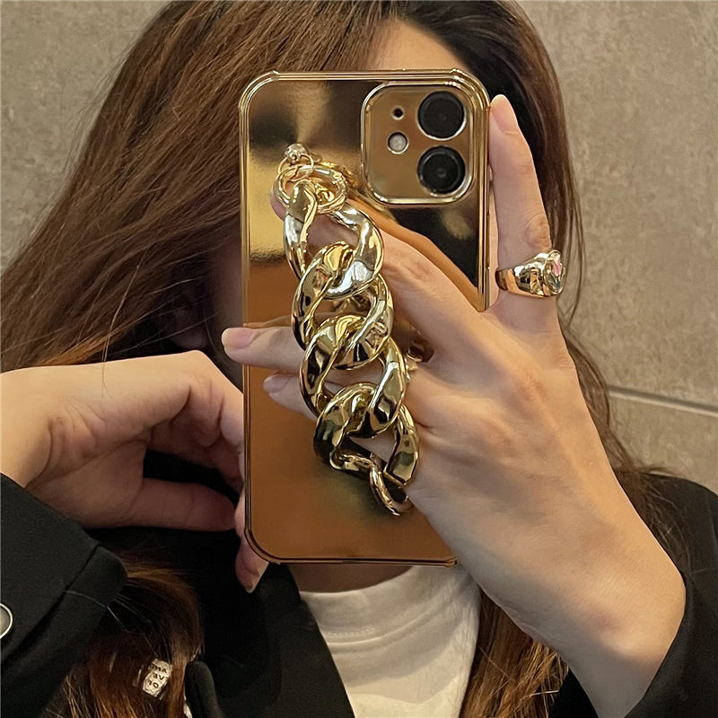 Luxury Electroplated Silicone Wrist Chain Back Case For iPhone 11