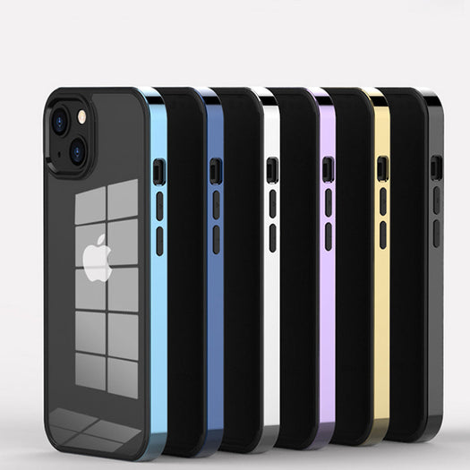Luxury Transparent Electroplated Square Clear Back Bumper Case For iPhone 13 Pro Max