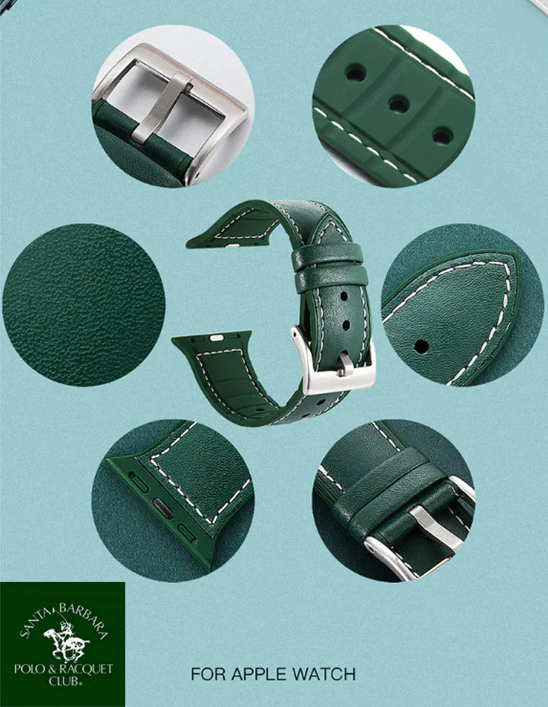 iWatch Relica-1 Series Genuine Santa Barbara Leather Strap - Green