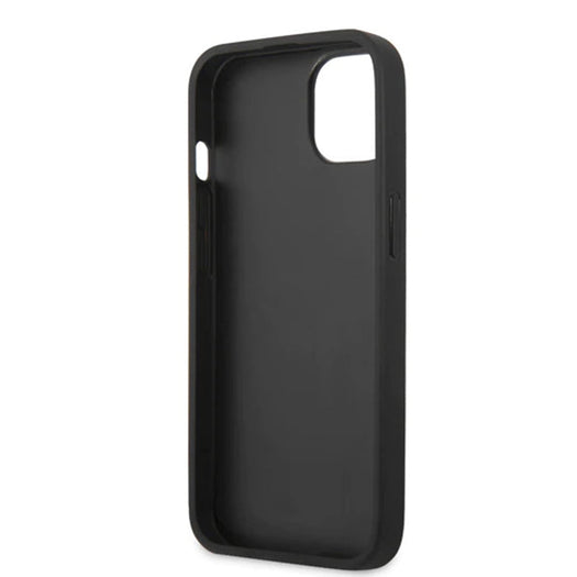 Ferrari Red Pu Leather Carbon Effect & Central Smooth Stripe Back Case with Metal Logo for iPhone 13 - Premium Cases