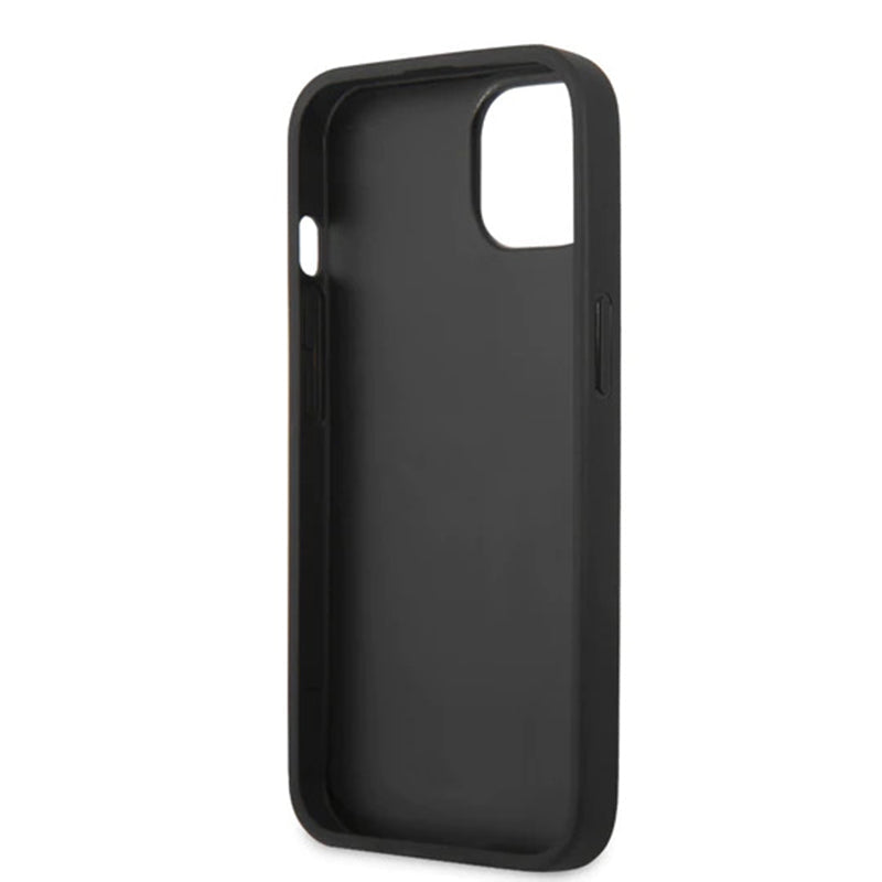 Ferrari Red Pu Leather Carbon Effect & Central Smooth Stripe Back Case with Metal Logo for iPhone 13 - Premium Cases