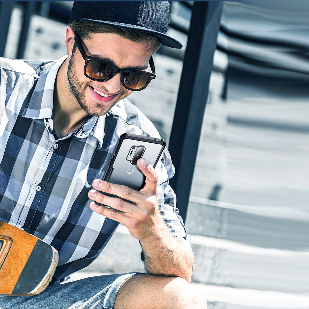 Anti-knock Heavy Duty Transparent Shockproof Bumper TPU + PC Back Case Cover for For OnePlus 8 Pro - Premium Cases