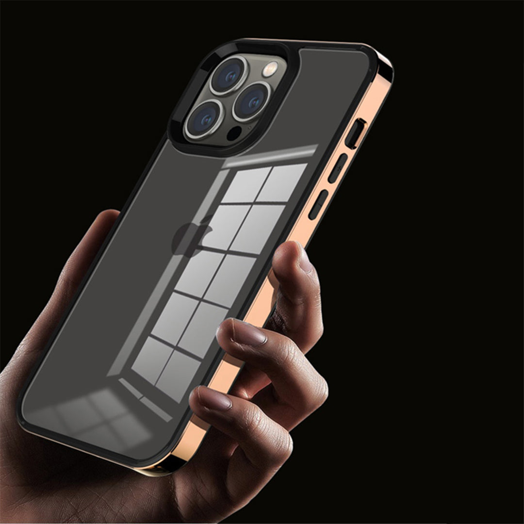 Luxury Transparent Electroplated Square Clear Back Bumper Case For iPhone 14 Series