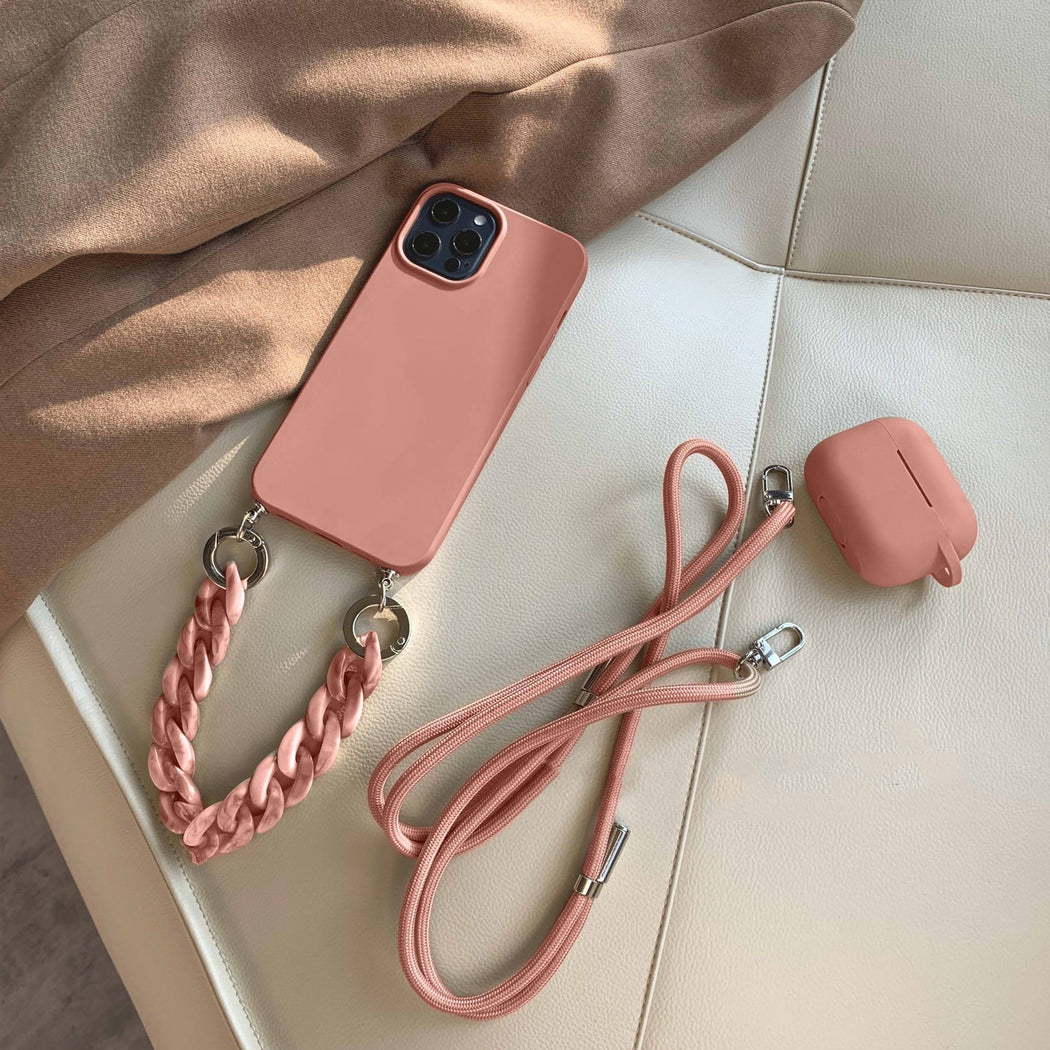 Premium Silicone Crossbody Detachable Straps Lanyard Girlish Case for Apple iPhone 11