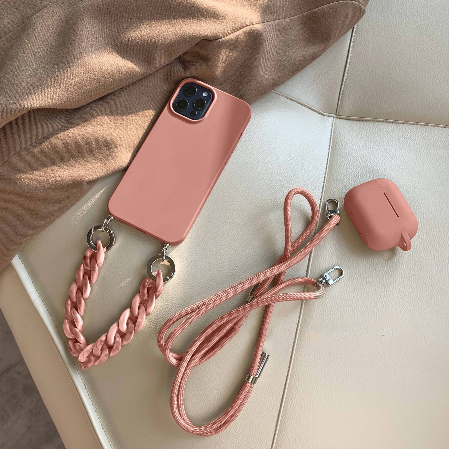 Premium Silicone Crossbody Detachable Straps Lanyard Girlish Case for Apple iPhone 11