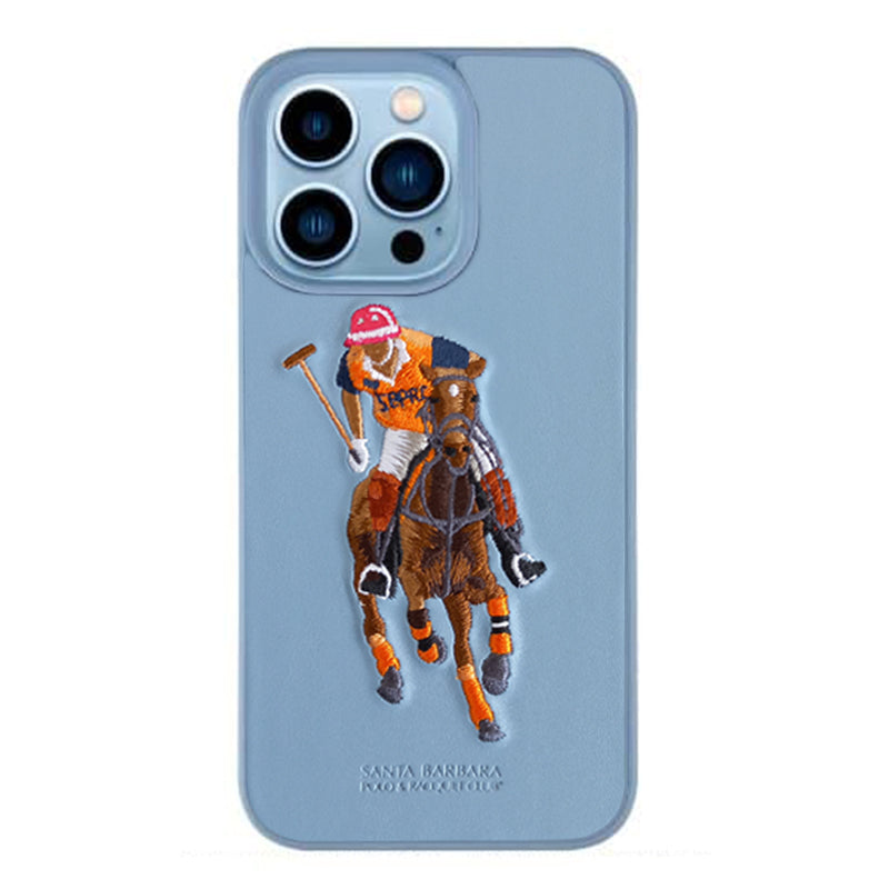 Santa Barbara Special Polo Jockey Series Genuine Leather Sierra Blue Case For iPhone 13