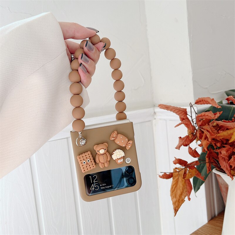 Premium luxury Cute Candy Bear Bracelet Phone Case for Samsung Galaxy Z Flip 3