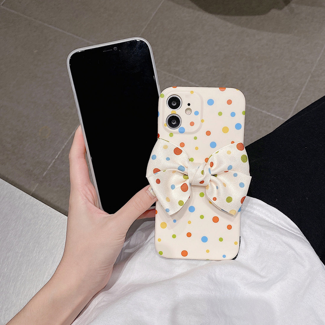 Premium Colorful Polka Dots Bow Back Case for Apple iPhone 11