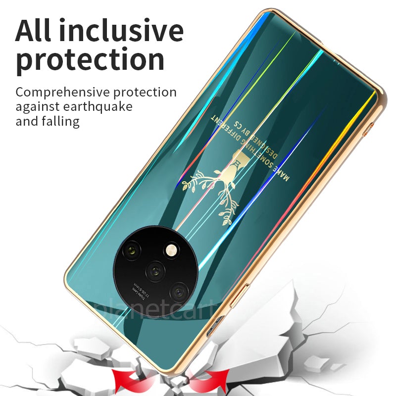 Gradient Electroplated Deer Glass Back Case For Oneplus 7T - planetcartonline