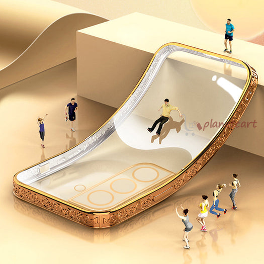 Luxury 3D Flower Plating Electroplated Side Transparent Back Cover for Samsung