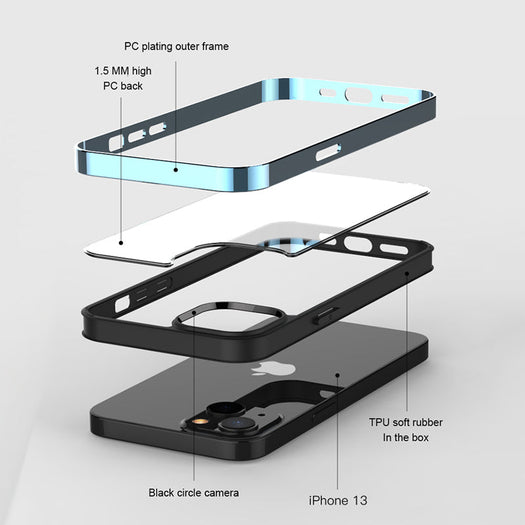Luxury Transparent Electroplated Square Clear Back Bumper Case For iPhone 14 Pro Max