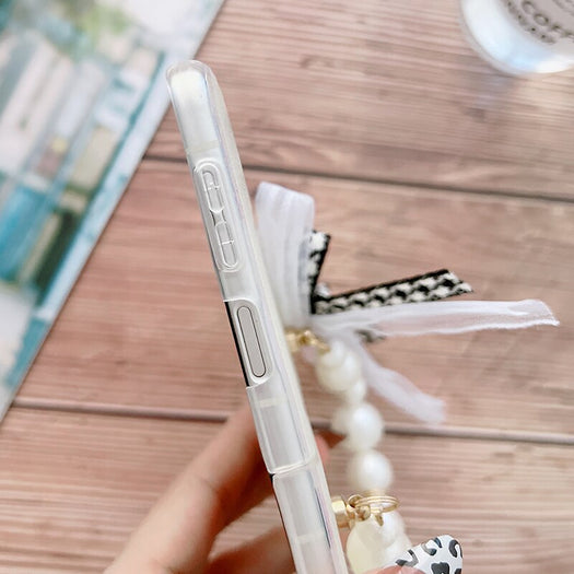 Premium luxury Cute Pearl Hand Chain Pendant Hard Laser Phone Case for Samsung Galaxy Z Flip 3