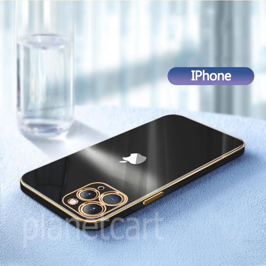 The Luxurious Glass Back Case With Golden Edges For iPhone 12 Pro