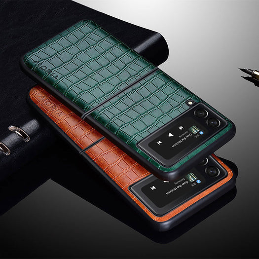 Premium Luxury Crocodile Leather Pattern Back Case for Samsung Galaxy Z Flip 3