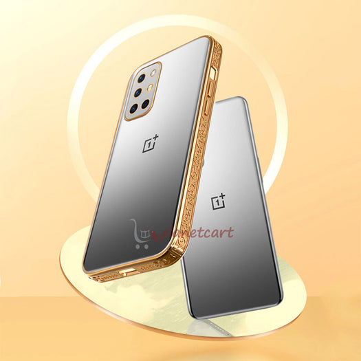 Premium Luxury 3D Flower Carved Plating Electroplated Side Frame Transparent Back Case Cover for OnePlus 8T