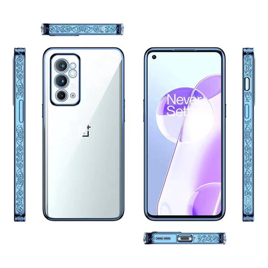Premium Luxury 3D Flower Carved Plating Electroplated Side Frame Transparent Back Case Cover for OnePlus 9RT