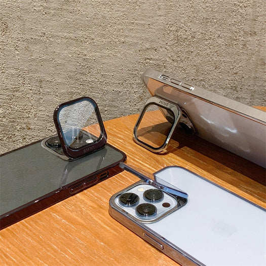 Transparent Camera Lens Stand Case For iPhone 16 Series