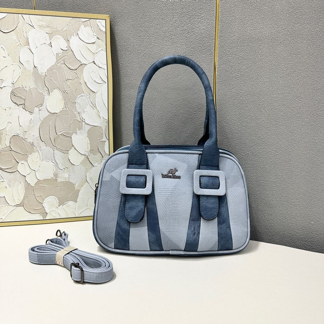Luxury Embossed Square Double Buckle Deco Leather Handbag For Female