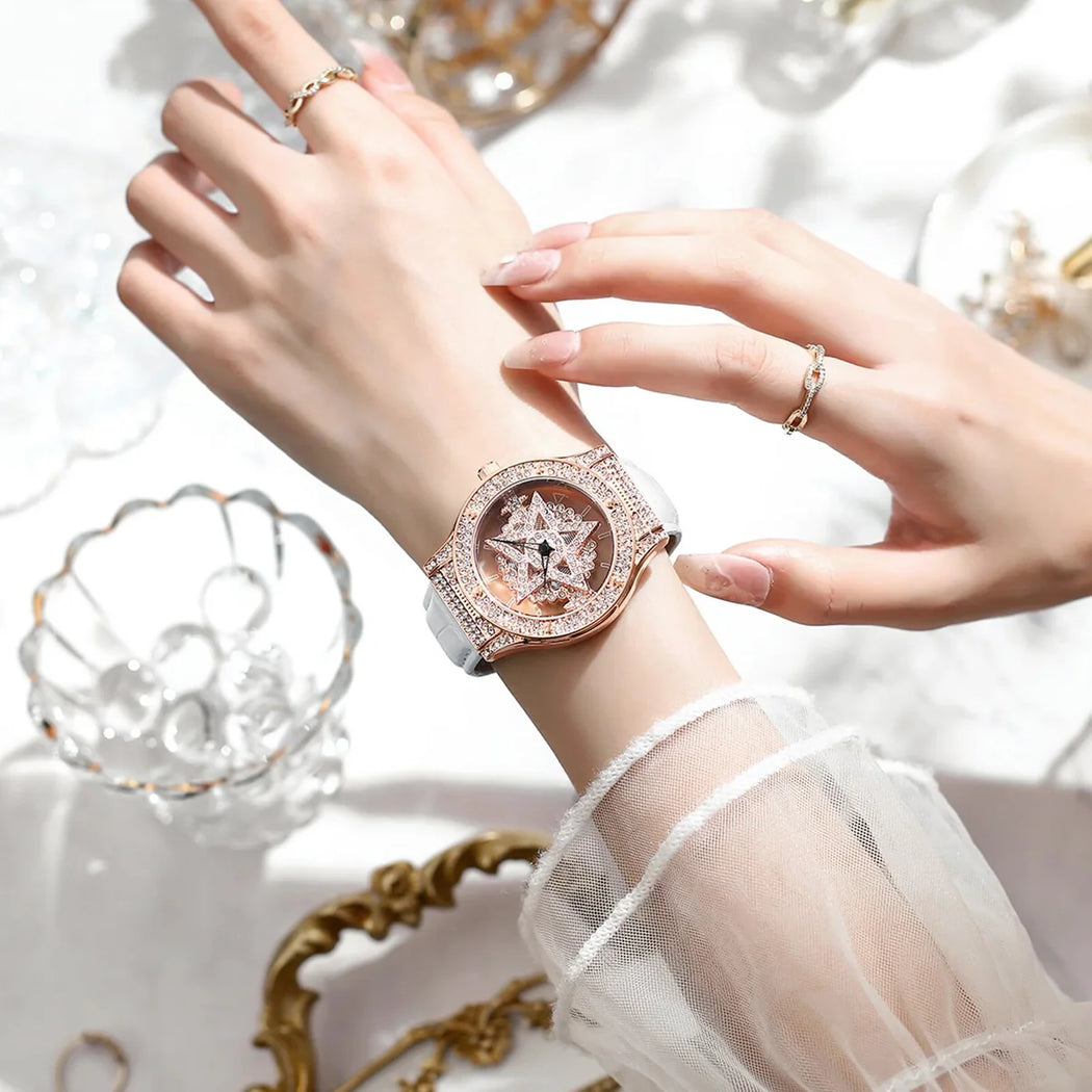 Diamond Snowflake Revolving Wristwatch