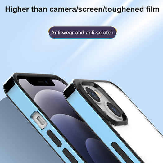 Luxury Transparent Electroplated Square Clear Back Bumper Case For iPhone 14 Plus