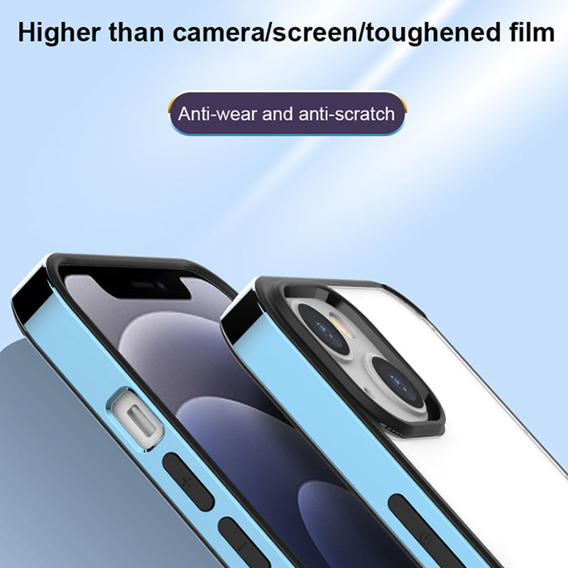 Luxury Transparent Electroplated Square Clear Back Bumper Case For iPhone 14 Plus