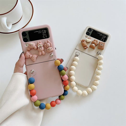 Premium luxury Cute Candy Bear Bracelet Phone Case for Samsung Galaxy Z Flip 3